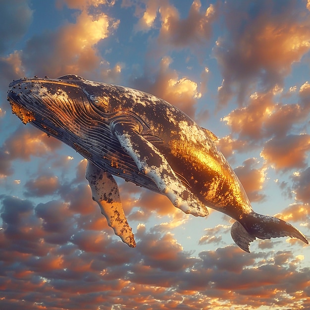 Free photo fantasy whale in the sky