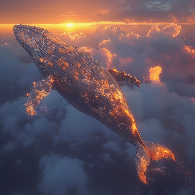 Fantasy whale in the sky