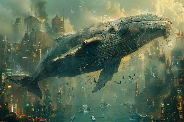 Foto gratuita fantasy whale in the sky