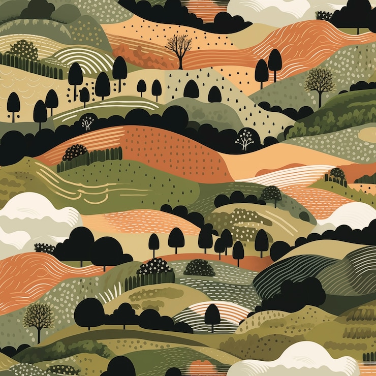 Free Photo farm landscape cartoon illustration