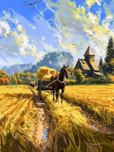 Foto gratuita arte digitale dello stile di vita agricolo