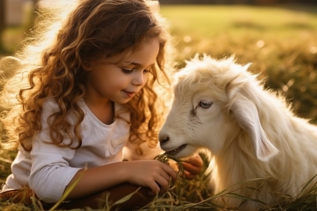 Free photo farmer taking care of goat farm