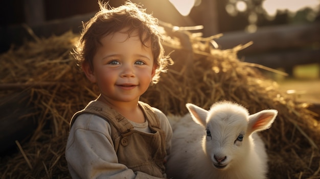 Foto gratuita agricoltore che si occupa di un allevamento di capre