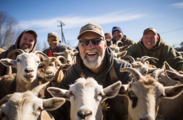 無料写真 farmer taking care of photorealistic goat farm