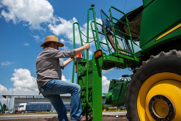 A farmer with a tractor