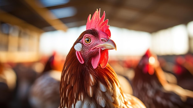 Free photo farming focused on chickens and hens