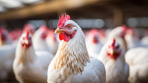 Free photo farming focused on chickens and hens