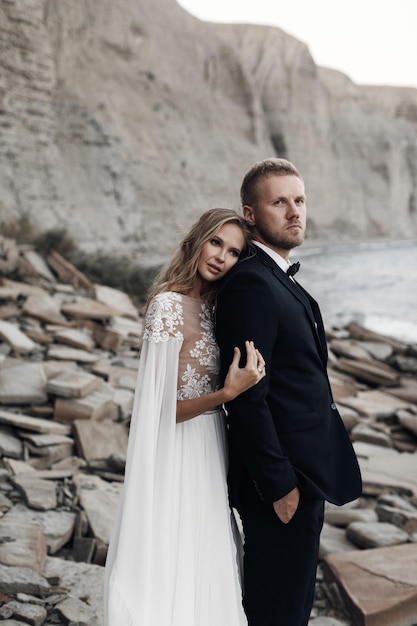 Fashion bride and groom outdoor