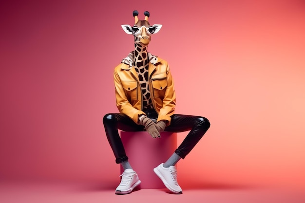 Free photo fashion giraffe in studio ai generated