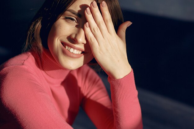 Fashion girl posing in a photo studio