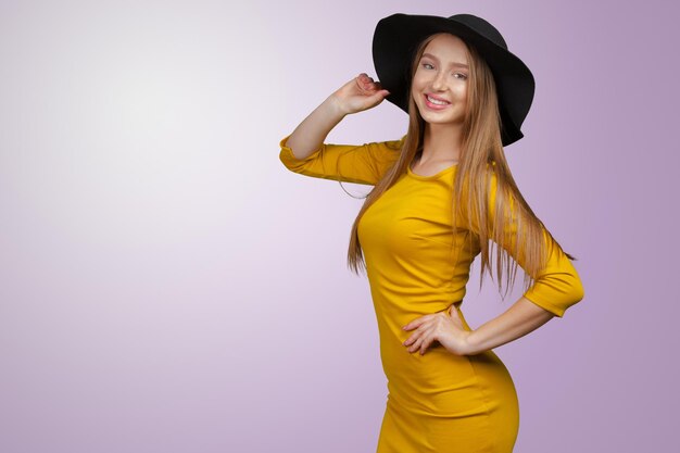 Fashion studio portrait of beautiful young fair hair woman