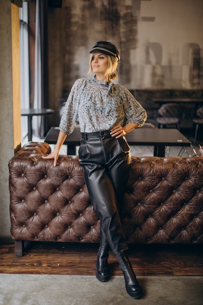 Fashion Woman Standing in a Cafe: Beautiful Free Stock Photos