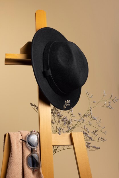 Fashionable fedora hat in studio