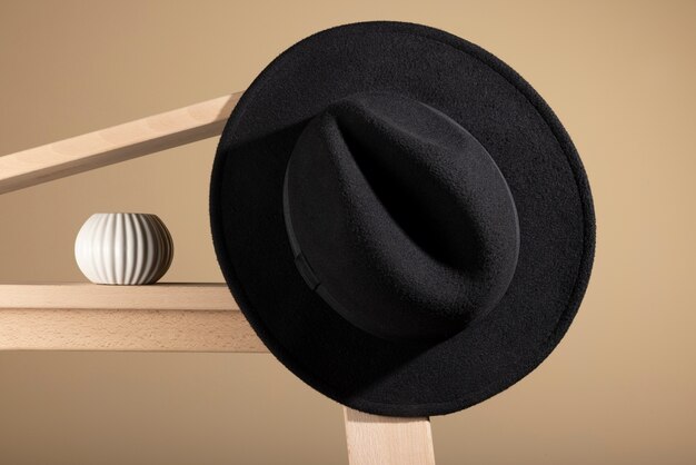 Fashionable fedora hat in studio