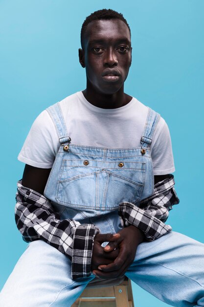 Fashionable man posing in studio