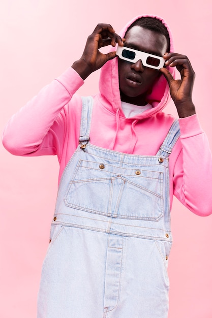 Fashionable man posing with 3d glasses