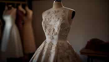 Foto gratuita il manichino alla moda mette in mostra l'elegante collezione di abiti da sposa generata da ai