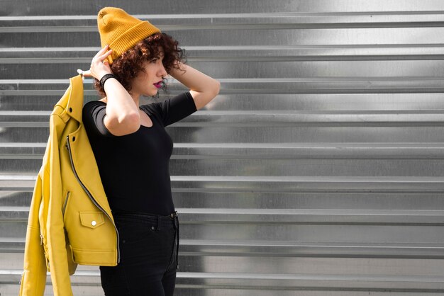 Fashionable woman in street stye