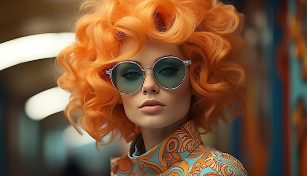 Бесплатное фото Модная женщина в солнцезащитных очках излучает элегантность и красоту на портрете, созданном искусственным интеллектом.