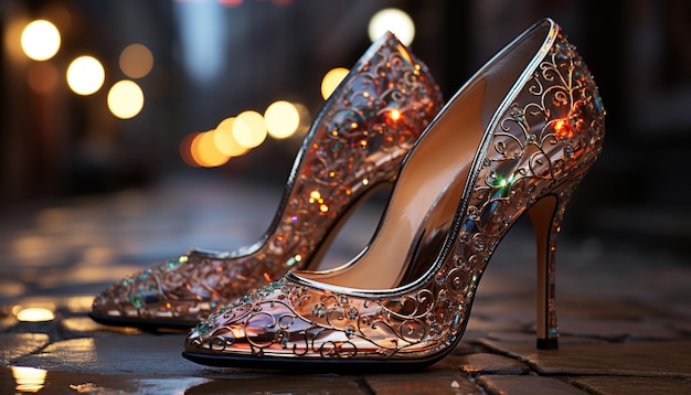 Бесплатное фото Модные женские туфли на высоком каблуке излучают элегантность и гламур, отражая чувственность и женственность, созданную искусственным интеллектом.