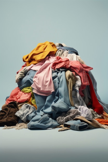 Free photo fast fashion concept with piles of clothes
