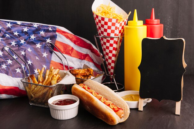 Fast food and blank board