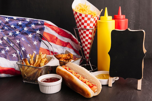 Fast food and blank board