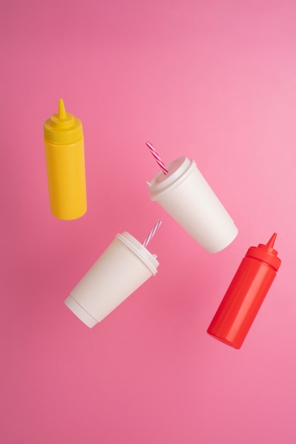 Fast food concept with sauce bottles