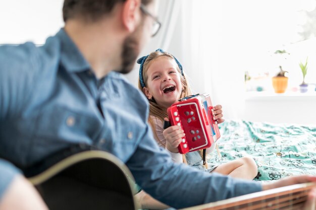 Father celebrating fathers day with his daughter