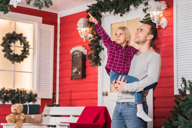 Father and daughter at christmas