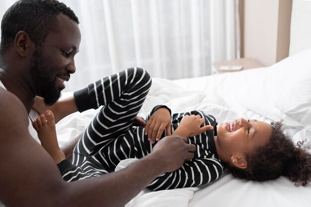 Father and daughter having fun