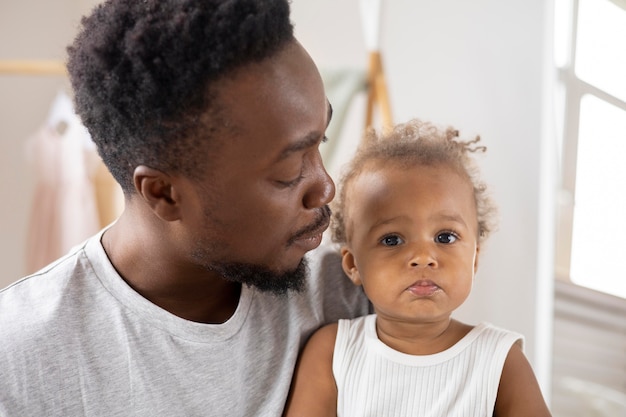 Father and little daughter spending time together