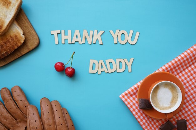 Father's day background with tasty coffee and toasts