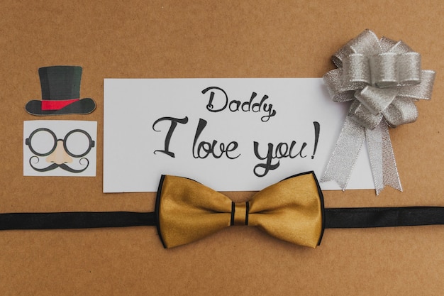 Father's day composition with bows and beautiful message