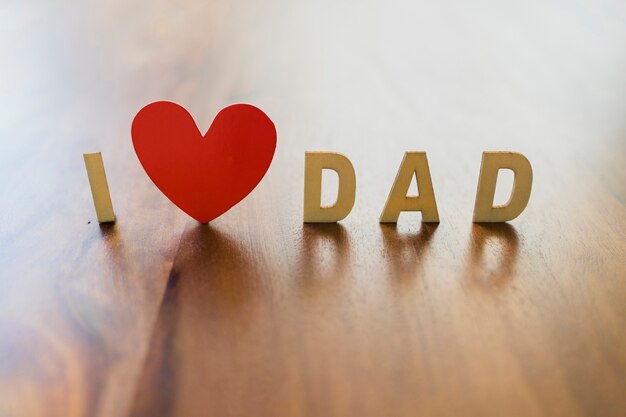 Father's day compositión with red heart