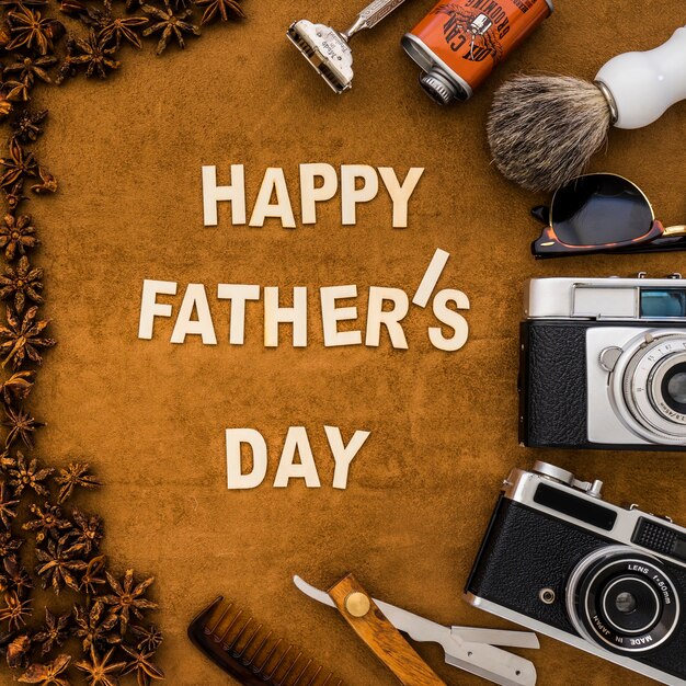 Father's day composition with star anise and decorative elements
