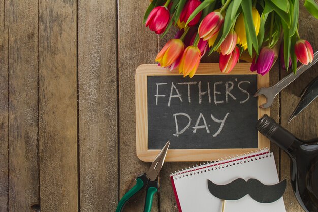 Father's day composition with variety of decorative elements