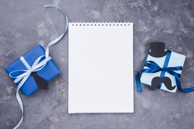 Father's day gift with ribbons white notepad