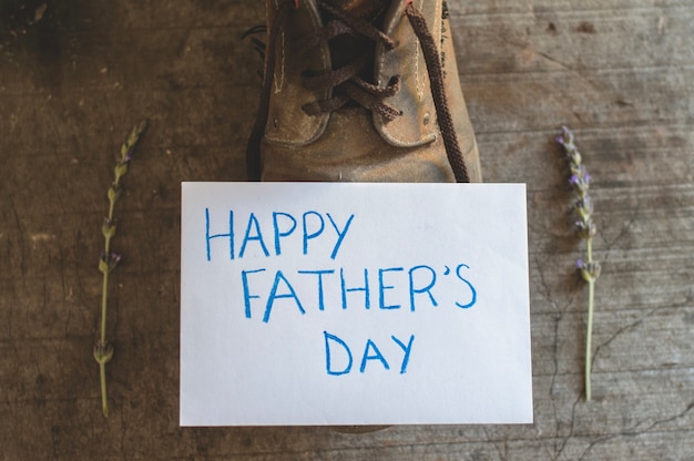 Free photo father's day writing on shoe