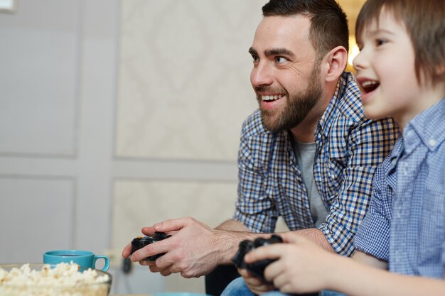 Father and son gaming