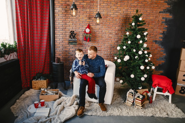 father and son in the holiday spirit