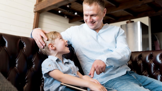 Father and son spending time together