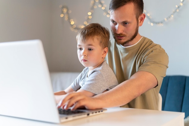 father and son spending time together