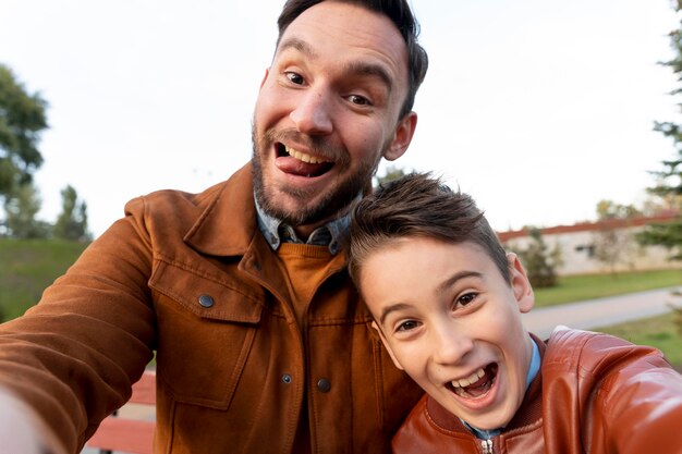 Father and son spending time together