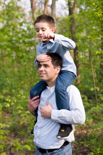 Father with child in nature