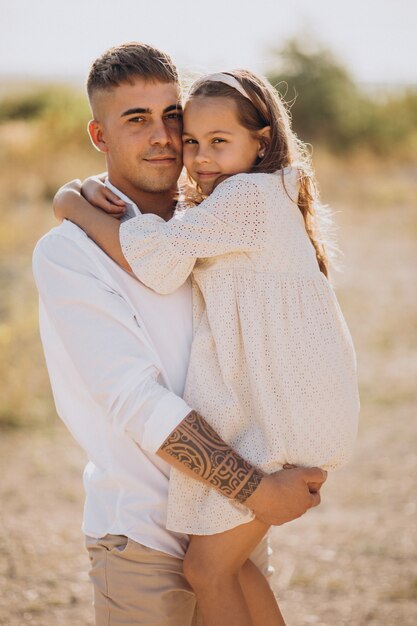 Father with daughter together having fun