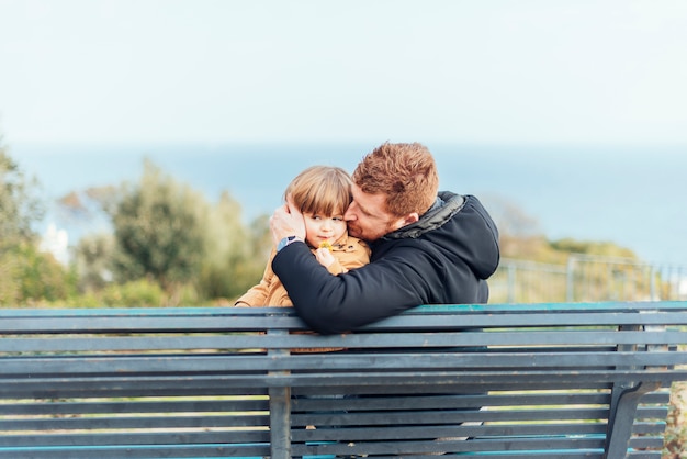 Father with kid in park