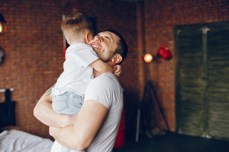 Free Photo father with little son