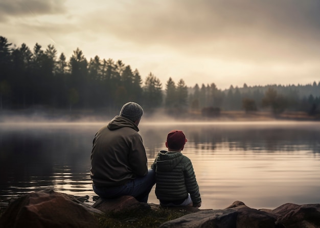 Foto gratuita festa del padre con il bambino.