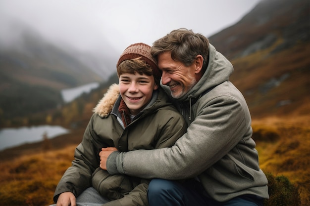 Foto gratuita festa del padre con il bambino.